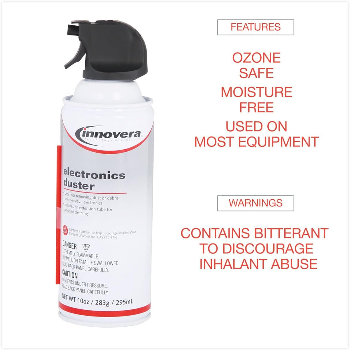 Innovera Compressed Air Duster Cleaner, 10 oz Can, 6/Pack