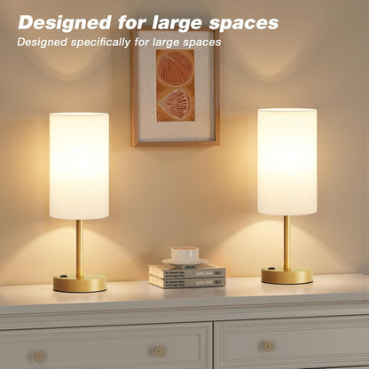 Fenmzee Bedside Table Lamp for Bedroom - Dimmable Touch, USB A+C, AC Outlet