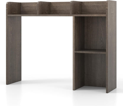 Desktop Bookshelf, Countertop Storage Hutch with 5 Shelves for Computer Desk, Desk 3-Tier Display Rack, Multipurpose Wood Desktop Hutch Storage Organizer for Dorm Office Home
