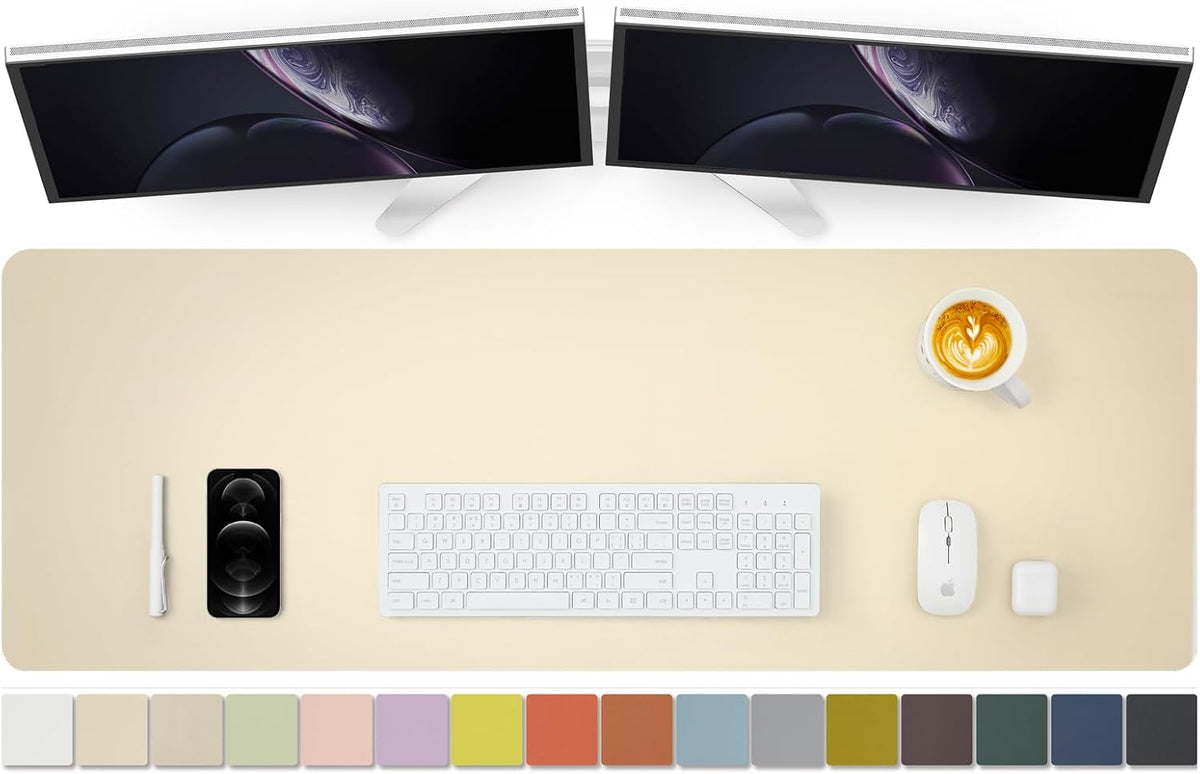 HOMIEAZICOZI Leather Desk Mat - Non-Slip PU Desk Pad for Office and Home - Desk Organization and Accessories - Ideal for Large Mouse Pad and Desk Mats on Top of Desks (Black,36''x 17'') (DPD-B-L)