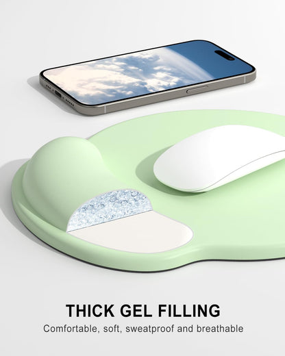Ergonomic Mouse Pad with Wrist Rest, Comfortable Silicone Non-Slip Computer Pain Relief Gel Mouse Mat with Wrist Support for Gaming, Work, Office, Women & Men, Cute Pattern, Beige