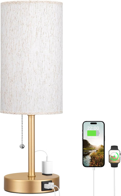 Dicoool Bedside Table Lamp for Bedroom - Small Desk Lamp with USB Ports