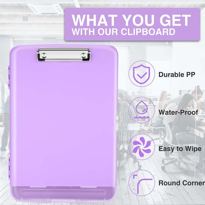 Clipboard with Storage, Clip Board 8.5 x 11 with Pen Holder, High Capacity Plastic Organization Case Box for Letter Legal A4 Size Paper, Nurses Teachers Must Haves, School & Office Supplies