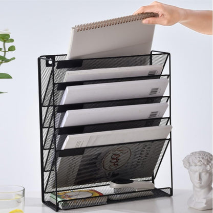 Kuntine.B Wall File Organizer Office Hanging Magazine Holder Wall File Organizer for Office Home (Black, 5 Tier)