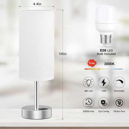 Dicoool Bedside Table Lamp for Bedroom - 3-Way Dimmable Touch Lamp, USB A+C