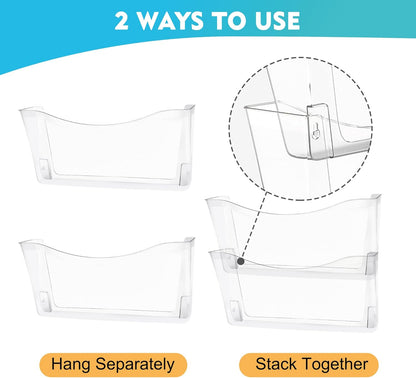EASEPRES 3 Single Pocket Mesh Hanging File Organizer, Vertical Wall Mounted Magazine File Holder, Mount Basket Mail Paper Document Folder Organizing for Office, Home and School, Black
