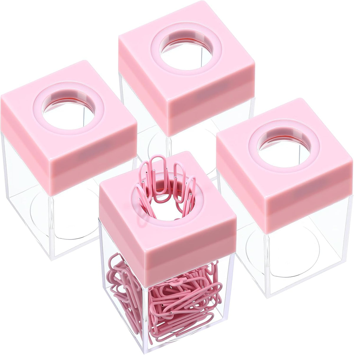Outus 4 Pieces Magnetic Paper Clip Dispenser Holder Paperclip Dispenser for Desk, School, Office(Black)