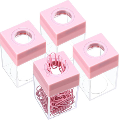 Outus 4 Pieces Magnetic Paper Clip Dispenser Holder Paperclip Dispenser for Desk, School, Office(Black)