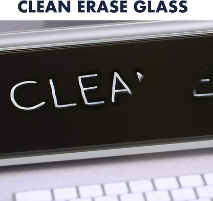 Quartet Glass Dry Erase White Board, Desktop Computer Pad for Notetaking, 18" x 6" Whiteboard, Clean Erase Surface with Storage, 1 Dry Erase Marker, White Surface (GDP186)