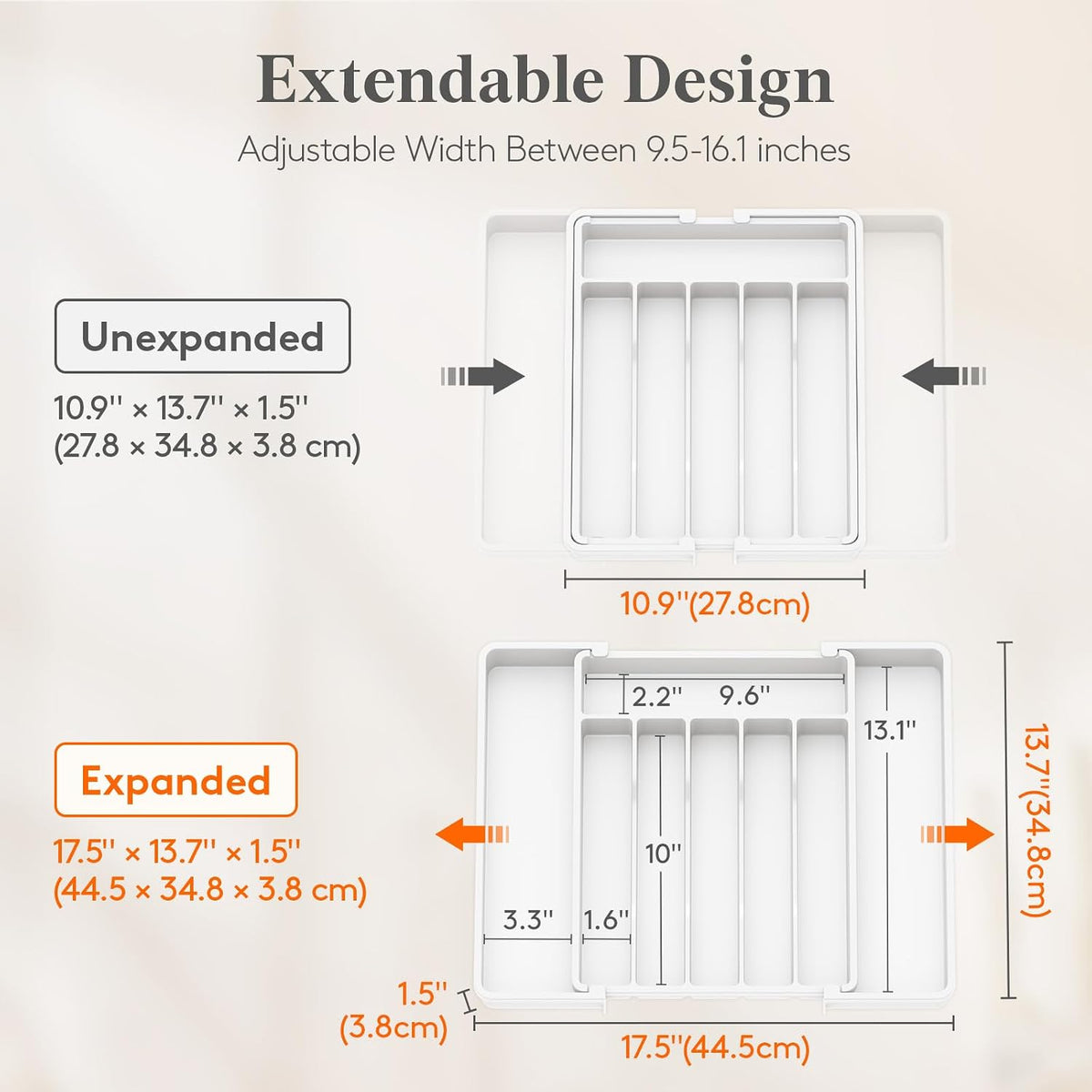 Expandable Silverware Drawer Organizer, Kitchen Utensil Tray