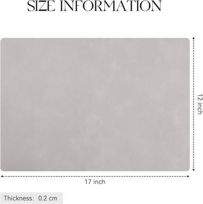 MOSAYT Vinyl Placemats Set of 6-12 X 17 Inch - Faux Leather 100% Waterproof Oil-Proof Wipeable PU Place Mats, Heat Resistant Reversible Table Mats for Kitchen, Dining, Outdoor, Reddish Brown