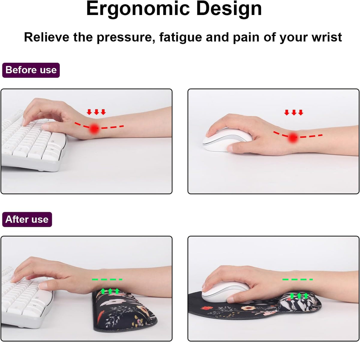 Ergonomic Mouse Pad with Wrist Rest and Keyboard Wrist Rest, Mousepad