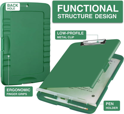 Clipboard with Storage, Clip Board 8.5 x 11 with Pen Holder, High Capacity Plastic Organization Case Box for Letter Legal A4 Size Paper, Nurses Teachers Must Haves, School & Office Supplies