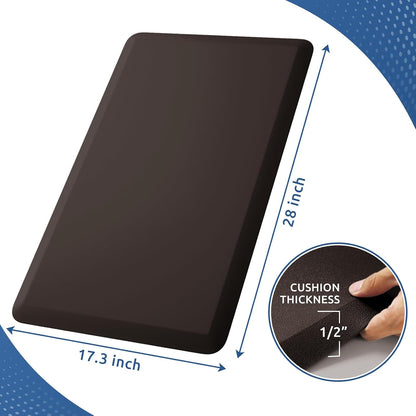 KitchenClouds Kitchen Mat Cushioned Anti Fatigue Rug 17.3"x28" Water Resistant, Non Slip, Standing and Comfort Desk/Floor Mats for House Sink Office (Black)