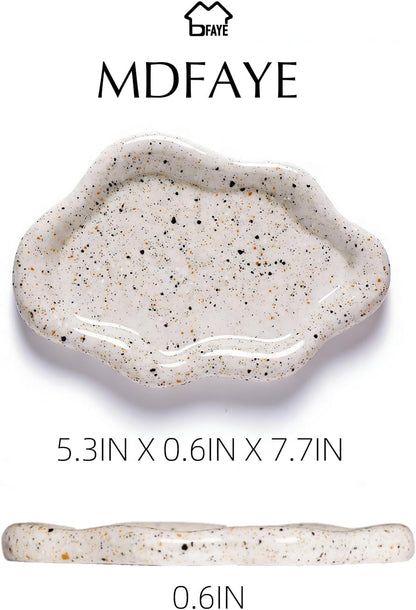 Jewelry Dish Trinket Tray for Women, Ring Dish Holder, Unique Cloud Shape Ceramic Plate Cute Things Vanity Aesthetic Room Decor Mother's Day Birthday (White)