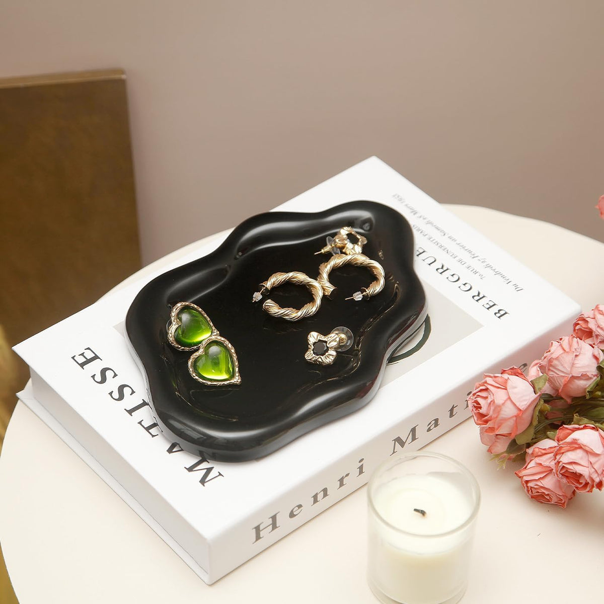 Jewelry Dish Trinket Tray for Women, Ring Dish Holder, Unique Cloud Shape Ceramic Plate Cute Things Vanity Aesthetic Room Decor Mother's Day Birthday (White)