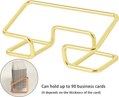 Metal Business Card Holder for Desk, Cute Card Display Stand, Compatible with Various Countertops, Gold