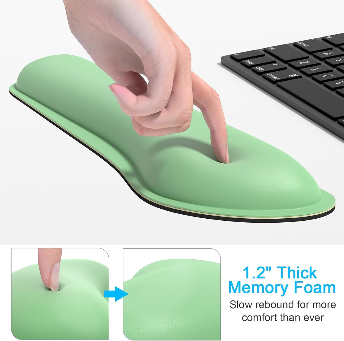 Mouse Wrist Rest, Ergonomic Memory Foam Mouse Wrist for Computer Desk Mats Support, PU Leather Hand Rest Pad Cushion for Gaming, Laptop, Men, Women, Pain Relief & Easy Typing, Black