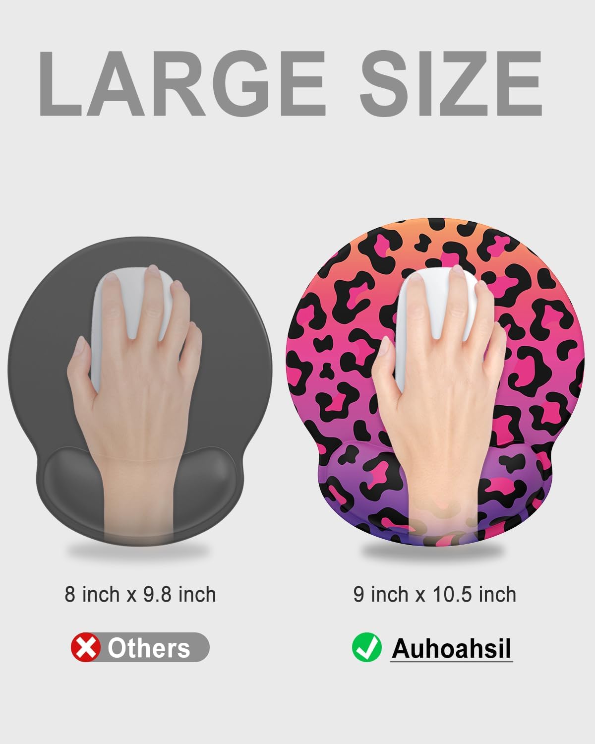 Ergonomic Mouse Pad with Wrist Rest, Comfortable Silicone Non-Slip Computer Pain Relief Gel Mouse Mat with Wrist Support for Gaming, Work, Office, Women & Men, Cute Pattern, Beige