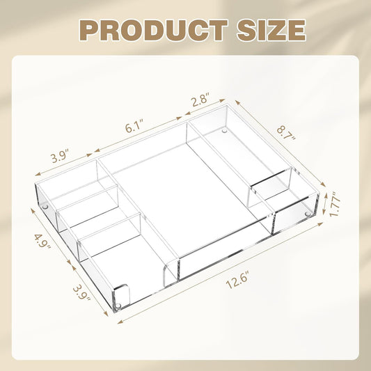 Clear Acrylic Drawer Organizer,6 Compartments,Large