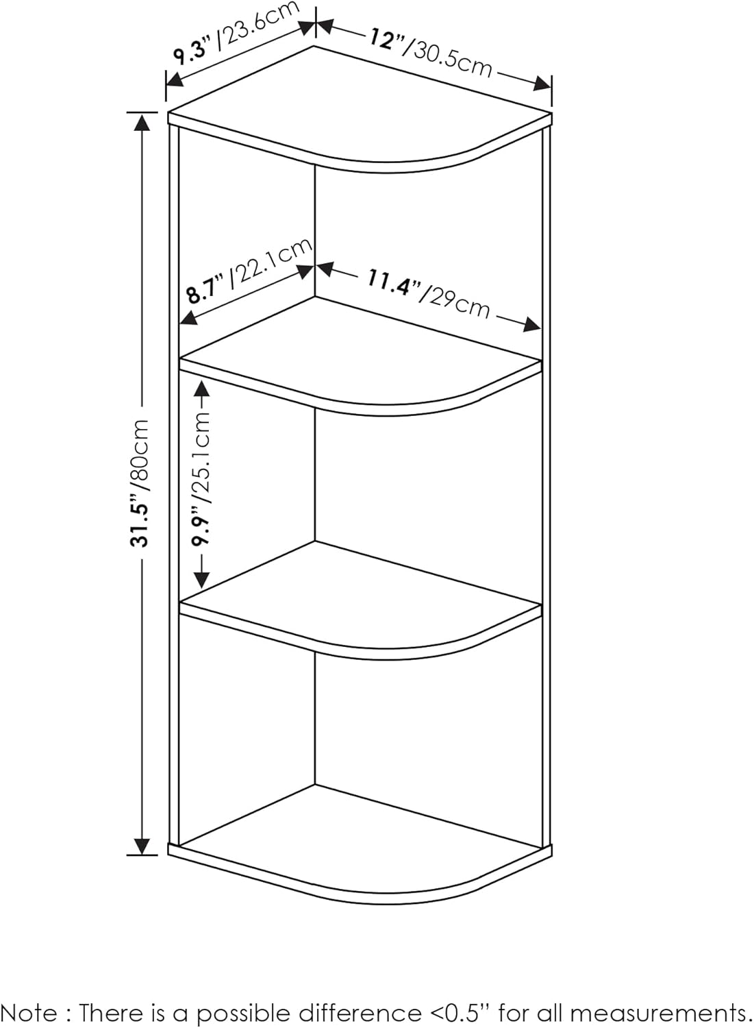 Furinno PASIR Book Shelf, 2-Tier Modern Bookshelf, Open Shelves Bookcase 9 x 12 x 21, Easy Assembly, for Living Room, Bedroom, Home Office, White
