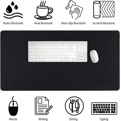 Bloss Leather Desk Pad and Keyboard Wrist Rest, Large Mouse Pad + Keyboard Pad+Mouse Wrist Support, Non-Slip Desk Mat Protector for Office, Home(31.5×15.7 Inches,Beige) - Colors A