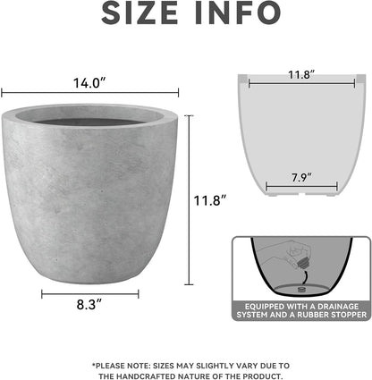 Kante 8.9" H x 10" W Small Concrete Planter, Compact Desktop Plant Pot with Drainage Hole & Rubber Plug – Lightweight Breathable Cement Container for Succulents, Cactus, Herbs, Indoor Outdoor, Gift