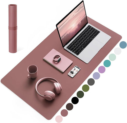 YSAGi Non-Slip Leather Desk Pad, Waterproof Laptop Computer Desk Keyboard Mat, Table Protector Blotter Mat, Large Mouse Pad for Office/Work/Home/Decor(Dark Brown, 31.5" x 15.7")