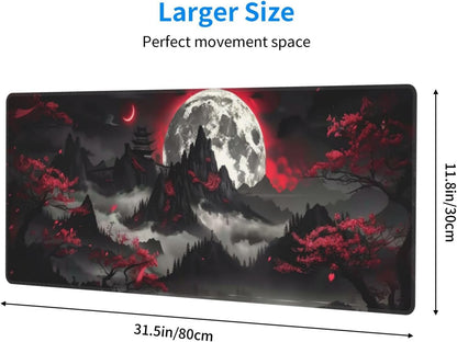 Japanese Mouse Pad, Large Japanese Desk Mat, XL Anime Gaming Keyboard Mat, Non-Slip Rubber Base, Big Extended Desk Protector for Home Office, 31.5”x11.8”