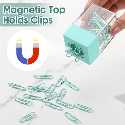 Outus 4 Pieces Magnetic Paper Clip Dispenser Holder Paperclip Dispenser for Desk, School, Office(Black)