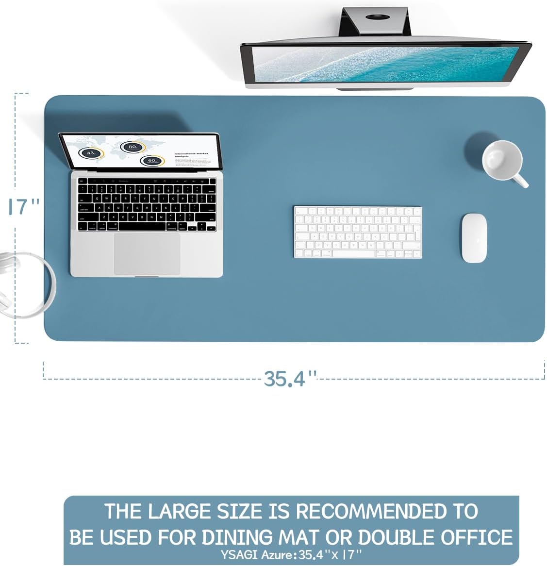 YSAGi Non-Slip Leather Desk Pad, Waterproof Laptop Computer Desk Keyboard Mat, Table Protector Blotter Mat, Large Mouse Pad for Office/Work/Home/Decor(Dark Brown, 31.5" x 15.7")