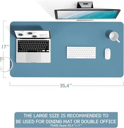 YSAGi Non-Slip Leather Desk Pad, Waterproof Laptop Computer Desk Keyboard Mat, Table Protector Blotter Mat, Large Mouse Pad for Office/Work/Home/Decor(Dark Brown, 31.5" x 15.7")