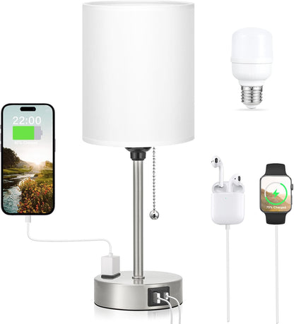 Dicoool Bedside Table Lamp for Bedroom - Small Desk Lamp with USB Ports
