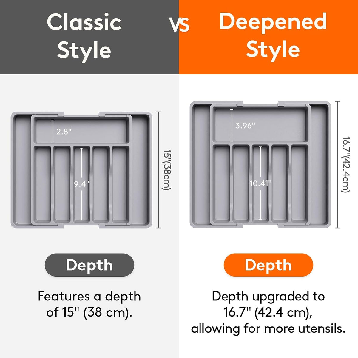 Expandable Silverware Drawer Organizer, Kitchen Utensil Tray