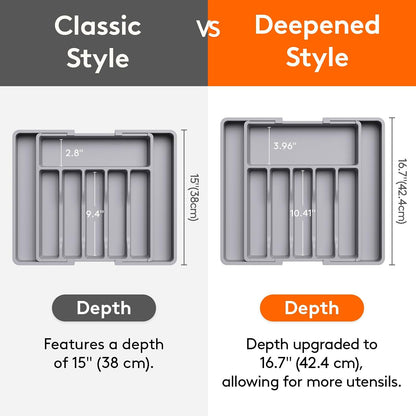 Expandable Silverware Drawer Organizer, Kitchen Utensil Tray