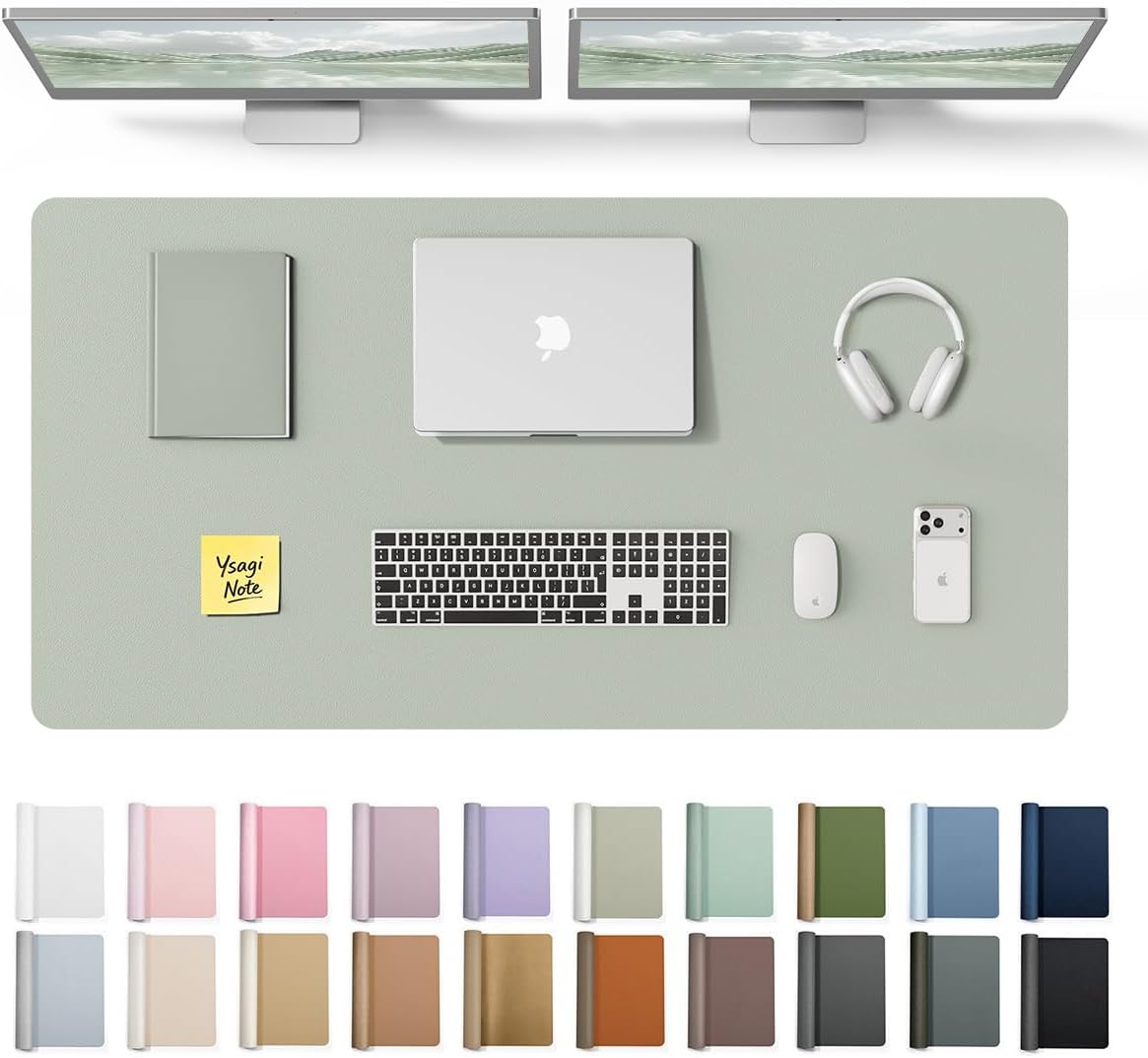 YSAGi Leather Desk Pad Protector, Large Mouse Pad, Non-Slip PU Leather Desk Blotter, Waterproof Writing Pad for Office and Home (31.5" x 15.8", Eggshell) - Colors B
