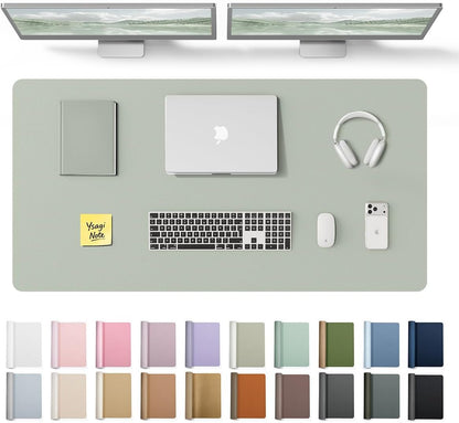 YSAGi Leather Desk Pad Protector, Large Mouse Pad, Non-Slip PU Leather Desk Blotter, Waterproof Writing Pad for Office and Home (31.5" x 15.8", Eggshell) - Colors B