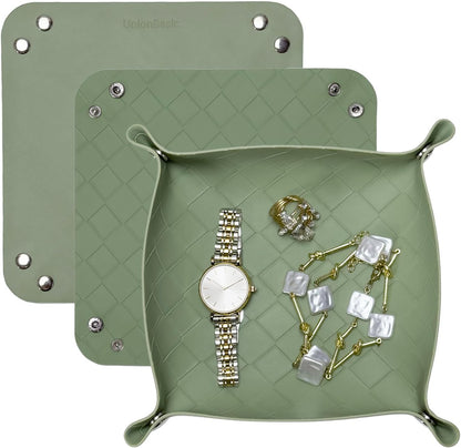 Small Valet Tray, Jewelry Tray for Rings Watches Earrings, Entryway Catchall Caddy for Coins Keys Change, Nightstand Bedside Valet Holder, Trays for Electronic Gadgets, Beige - Colors A