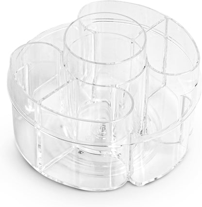 Masirs 360 Rotating Makeup Organizer Countertop - Adjustable Shelf Height - The Perfect Round Spinning Cosmetic Organizer for Bedroom Dresser or Vanity Countertop Storage (Clear)
