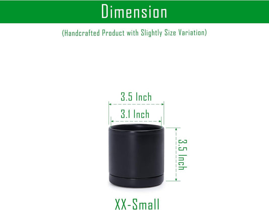 D'vine Dev 4.7 Inch Ceramic Planter Pot with Drainage Hole and Saucer, Indoor Cylinder Round Planter Pot, Teal, 94-O-B-9