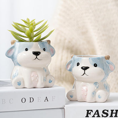 DIYOMR Cute Animals Planter, Mini Ceramic Cartoon Animal Shaped Succulent Flower Pot Indoor Air Plants Holder, Smooth Shiny Decorative Flower Cactus Planter - Plants Not Included (Panda)