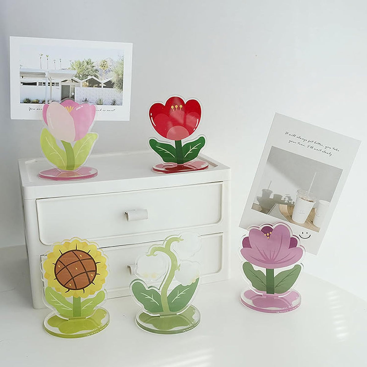 6 pcs Cute Flower Table Card Memo Holder Stand, Table Photo Display Clip Stand for Monmory Photo Picture Memo Cards Paper Note Postcards Wedding Number Card Display