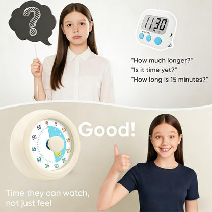 60 Minute Visual Timer with Silent Operation Visual Countdown Timer Rainbow Disk 60 Minute Countdown Timer Task Reminder Home and Kitchen Timer for Kids Desk, Office Meetings (White-Rainbow)