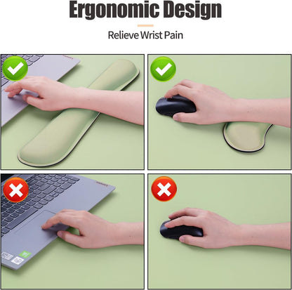 Bloss Leather Desk Pad and Keyboard Wrist Rest, Large Mouse Pad + Keyboard Pad+Mouse Wrist Support, Non-Slip Desk Mat Protector for Office, Home(31.5×15.7 Inches,Beige) - Colors A
