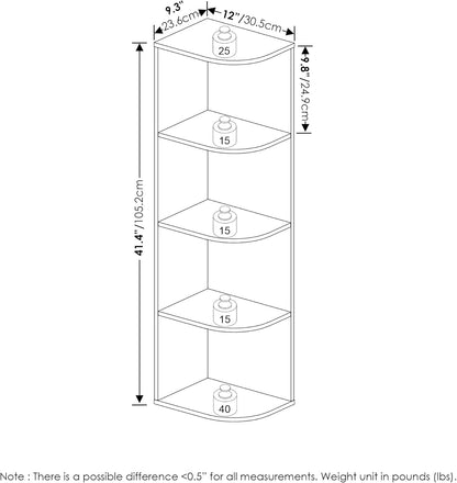 Furinno PASIR Book Shelf, 2-Tier Modern Bookshelf, Open Shelves Bookcase 9 x 12 x 21, Easy Assembly, for Living Room, Bedroom, Home Office, White