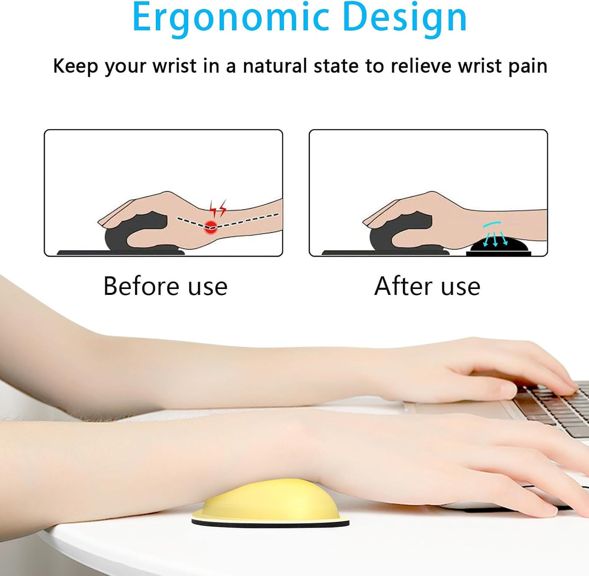 Mouse Wrist Rest, Ergonomic Memory Foam Mouse Wrist for Computer Desk Mats Support, PU Leather Hand Rest Pad Cushion for Gaming, Laptop, Men, Women, Pain Relief & Easy Typing, Black