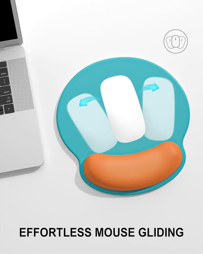 Ergonomic Mouse Pad with Wrist Rest, Comfortable Silicone Non-Slip Computer Pain Relief Gel Mouse Mat with Wrist Support for Gaming, Work, Office, Women & Men, Cute Pattern, Beige