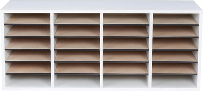 Safco 9422GR Wood Adjustable Literature & Paper Organizer, 16 Adjustable Compratment, Stackable Durable Construction, Home, Office, Mailroom, Classroom Mailbox , Gray