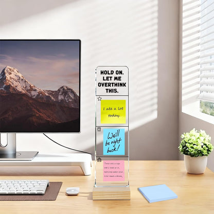 Monitor Memo Board with Removable Wooden Base Acrylic Portable Sticky Note Holder, It is Okay to Acrylic Message Board Sign, Office Desk Desk Set Sticky Notes 100 Sheets