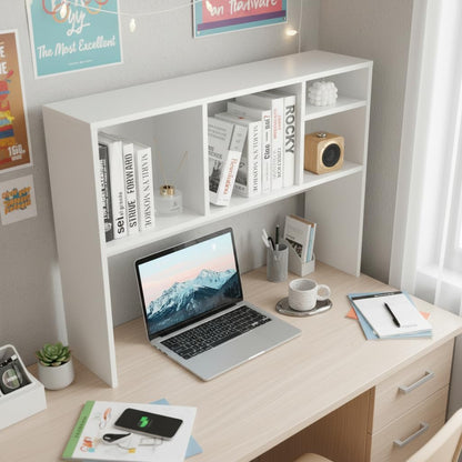 Desktop Bookshelf, Countertop Storage Hutch with 5 Shelves for Computer Desk, Desk 3-Tier Display Rack, Multipurpose Wood Desktop Hutch Storage Organizer for Dorm Office Home